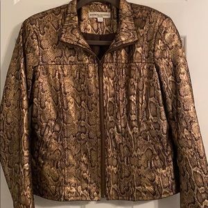 shiny brown and gold snake print jacketッ